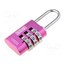 K10520PIND Padlock; shackle,combination code; aluminium; A: 22mm; B: 20mm wE2B7MToXGxahdk9FWiQIyyB7VNwQIk3aaXarIdD2RA
