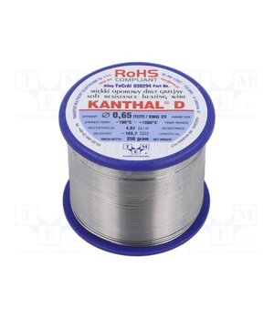 030294 250G Resistance wire; 4.07Ω/m; -100÷1300°C; 0.25kg; Øout: 0.65mm; 23SWG C4X3dqRq_Ydqha77K4L58o-xZlhy6UHsaNWVlAKLUGE