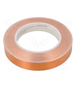 1194 19MM 33M Tape: electrically conductive; W: 19mm; L: 33m; Thk: 0.066mm; copper QdmLtUyA3gUx5QNStd0RNf0JiL5Kd7K_kPEJpkVKaHU