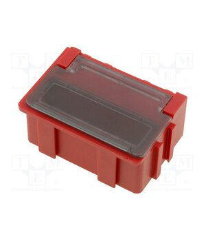 SMD-BOX N 2-11-6-6-1LS Container: box; with flap; ESD; red,transparent; 42.4x29.4x21mm AOhnuyrehAt4vGEdc1YU57R29pT2N8KoaXRGWVUqN5E