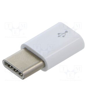 MICRO USB(F) TO USB-C(M) ADAPTER WHITE Accessories: adapter; white; USB B micro socket,USB C plug TE70KYAXTWIEp_9eYL78d5tD0Eq2IbQNy_U_8IBxZFY