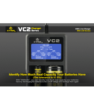 Li-Ion bateriju 18650, (14500...26650) lādētājs, lādēšanas strāva 0,5 / 1A, XTAR VC2 AILVC2+4.gif
