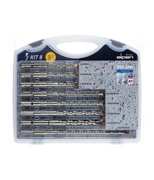 0080704100100 Drill set; for concrete; steel; plastic box; F4 FORTE; 8pcs. D704c07vCWMnV3FPcSh5NoNz310mU4_L9GX75HtpsOs