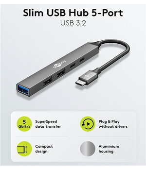 Datoru tīkla komutators - koncentrators USB 3.2 C-tips -> 3x USB A + 2x USB-C, 5 Gbit/s, 0,1 m

 AKOM24GB+1.jpg
