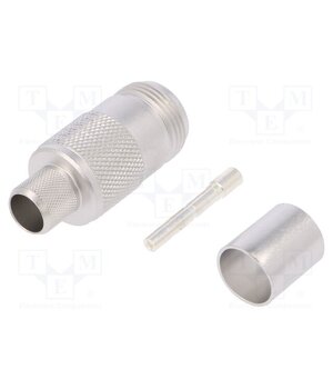 J01021A0155 Connector: N; plug; female; straight; 50Ω; crimped; for cable; PTFE 7QFqHofCiU4SraLmtpyzP80wXgNtfS7C2SVehIV7TYU