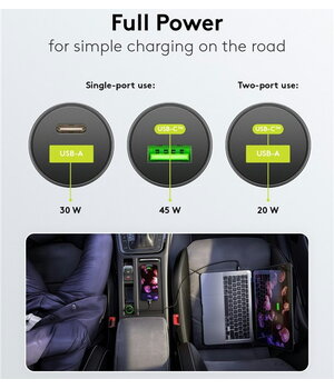 Divkāršais USB automašīnas ātrās uzlādes adapteris USB-C™ PD (Power Delivery) (45 W)

 AIMUSB45+3.jpg