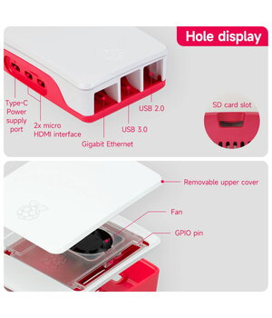 KORPUSS RASPBERRY PI 5, 98,5 x 70,3 x 33 mm, balts/sarkans

 IDEH25+2.jpg