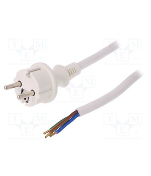 W-98391 Cable; 3x2.5mm2; CEE 7/7 (E/F) plug,cables; PVC; 2m; white; 16A MXFgg4ID0HfYe5wLAFVCODfGRTMsNOzK4b248gmB2cc