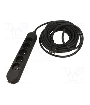 5907570042858 Extension lead; 3x2.5mm2; Sockets: 5; rubber; black; 10m; 16A; PRO arKUDzhgjk5mW1NJGsSjk6NckkhnmeprBYX1iB4_ezs