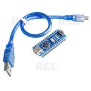 Arduino valdiklis modulis Nano V3.0 analogas, su USB laidu (jungtys sulituotos) ABRNANV3_AL.jpg