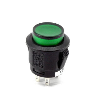 PUSH BUTTON SWITCH OFF-(ON) 1,5 A / 250 VAC, ar LED, zaļš, apaļš

 CPR158Z.jpg