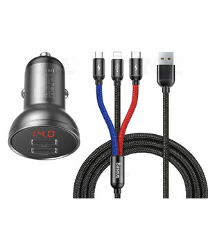 АВТОМОБИЛЬНОЕ ЗАРЯДНОЕ УСТРОЙСТВО с кабелем USB «3-в-1» длиной 1,2 м, 24 Вт, черно-серый, TZCCBX-0G AIMUSB32.jpg