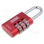 K10530REDD Padlock; shackle,combination code; aluminium; A: 32mm; B: 27mm vkXURwwwyr7GooUUVrP9P4XhIopkEMxTmm2iOaOKlo0