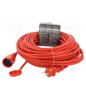 W-97291 Extension lead; 3x2.5mm2; Sockets: 1; rubber; red; 25m; 16A 99mUCH9nDc_S3Z5YhQJrAac1UaKBxtMYZVgG1CrGHQE
