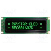 REC001602DGPP5N00100 Display: OLED; alphanumeric; 16x2; Dim: 85x30x10mm; green; PIN: 14 Yro1nLvwyTeDmvKX6FSzD-G7fHyVNlnz7AN_btFSUs4