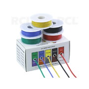 Silicone mounting wires AWG24 0.25mm², -60°C...+200°C, 5 colours x10m