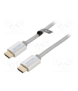 AABIJ Cable; HDMI plug,both sides; PVC; textile; HDMI 2.0; 5m; silver z3dm27Lxa4x4k_jvyJZkFjc5wX3dy70vE6lRhlumYPc