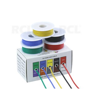 Silikona montāžas vadi AWG20 0,5 mm², -60 °C...+200 °C, 5 krāsas x 10 m

 CLA0905X.jpg