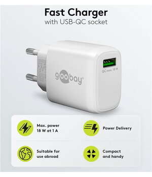USB QC3.0 (18 W) lādētājs QC3.0: 5 V/3 A; 9 V/2 A; 12 V/1,5 A, balts

 AIQ18B4+1.jpg