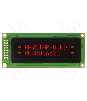 REC001602CRPP5N00100 Display: OLED; alphanumeric; 16x2; Dim: 85x36x10mm; red; PIN: 16 fYjAnC1ff7SsjRj-8N-3MFhzOMnHYLCFNC73owPI3f8