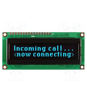 NHD-0216KZW-AB5 Display: OLED; alphanumeric; 16x2; Dim: 80x36x10mm; blue; PIN: 16 NqrVPA9myaL9EGntQ9vwHx0Wcj06sRfV8UBdmf_WqCM