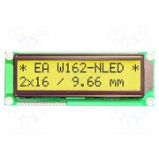 EA W162-BNLED Display: LCD; alphanumeric; STN Positive; 16x2; yellow-green; LED 7MQPTqki2yhFp_0mlCPyRhfLfvf-oWC5unqs7s4Pw6E