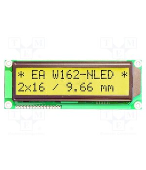 EA W162-BNLED Display: LCD; alphanumeric; STN Positive; 16x2; yellow-green; LED 7MQPTqki2yhFp_0mlCPyRhfLfvf-oWC5unqs7s4Pw6E