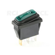 ROCKER SWITCH 15A/250V, 20A/125VAC, 1pole, hermetic, green indication, ON-OFF