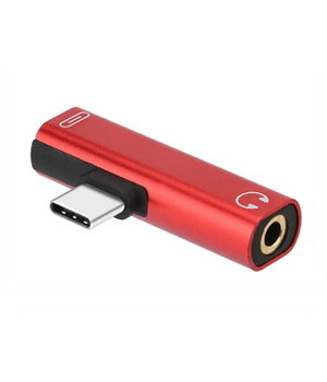 ADAPTERIS - PERĖJIMAS USB-C (Type C) <-> audio 3.5mm, raudonas CPEKUSB01R.jpg