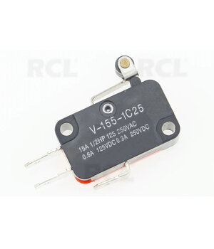 MICROSWITCH  ON-(ON), 15A/250V, with roller lever 12mm long, 16x28x10.3mm CPR701LR_1+1.jpg