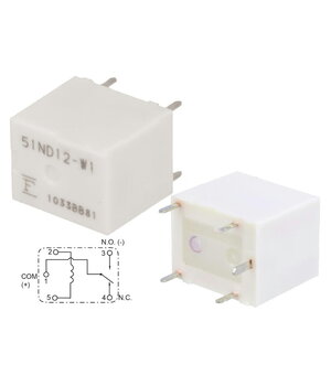 Relē 12 V, 25 A / 14 VDC, 15,5 x 12,1 x 13,7 mm, FBR51ND12-W1 Fujitsu

 RL1225FU.jpg