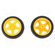 FIT0003 Wheel; yellow-black; Shaft: two sides flattened; push-in; Ø: 65mm xzmlEhb9dZE7ur5tfp6dd4oHrgoZKzxq7Dq8Wobp2yE