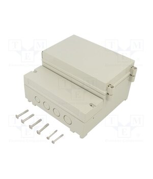 DC001LGNO Enclosure: wall mounting; X: 166mm; Y: 161mm; Z: 93mm; ABS; grey; IP65 Yw1mrNCCPK46R1k2HjuqfUCXUCMxzZImA1AVGuonDdo