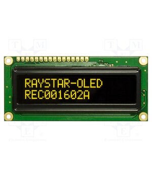 REC001602AYPP5N00100 Display: OLED; alphanumeric; 16x2; Dim: 80x36x10mm; yellow; PIN: 16 -tjk3yeyPWqbUtW7sYZ_BnyjnD8f3zHI_GEtG1UNsoY