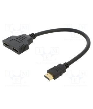 AK-77 Splitter; HDMI socket x2,HDMI plug; Full HD 1080p; 0.3m; black 7ZHt-iojf6yWny_9cxu5H2SKcxY8SV_4by2LQv4F7Sw