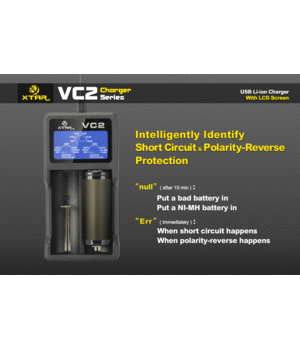 Li-Ion bateriju 18650, (14500...26650) lādētājs, lādēšanas strāva 0,5 / 1A, XTAR VC2 AILVC2+5.gif