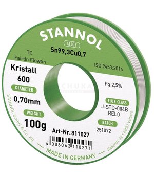 LODES 0,7 mm 100 g Sn99,3Cu0,7, STANNOL Kristall 600

 ILYDB0701.jpg