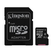 Flash Memory micro SD 64GB+SD adapter, 10 Class, 100Mb/s