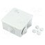 00810 Enclosure: junction box; X: 80mm; Y: 80mm; Z: 40mm; wall mount; IP44 yfTvnUg45tIkcw9ERwZf97G36wqyCDcahCgeedIEInY