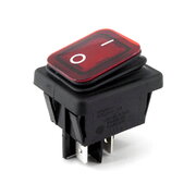 ROCKER SWITCH 16A/250V with red illuminated, hermetic IP65, 2x ON-OFF