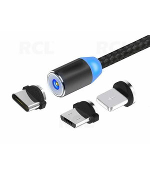 KABELIS USB-A <-> maināms USB-C, mikro USB, iPhone magnētiskie uzgaļi, 3 IN 1, 2 m

 CKAK1605.jpg