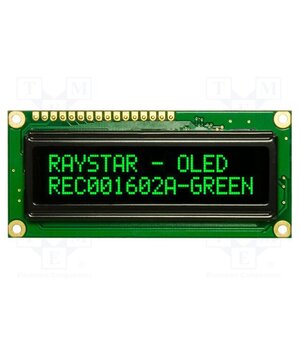 REC001602AGPP5N00100 Display: OLED; alphanumeric; 16x2; Dim: 80x36x10mm; green; PIN: 16 V7TTntkssUOa7gQbmyw-fJHsVh0JntvupPbKXpM1Vhc