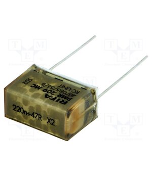 PMR209MC6220M047R30 Filter: RC; 220nF; 47Ω; THT; 11.3x16.5x24mm; ±20%; Pitch: 20.3mm 4r5UgYk_Keelo4uVBNUOHt3lhoQFtd4A245RJL_UV8Q