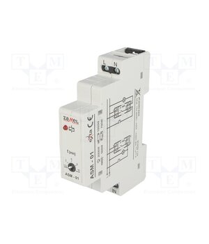 ASM-01 Staircase timer; for DIN rail mounting; 230VAC; SPST-NO; IP20 l9dU137cEbuVFveiqxFBqFWcSzaWZh5TowZNjh0QQoc
