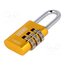 K10530YELD Padlock; shackle,combination code; aluminium; A: 32mm; B: 27mm NaB_1toW-FsqMCcA5gGBbdthgmi6bFs0zh9Ux8k94OI