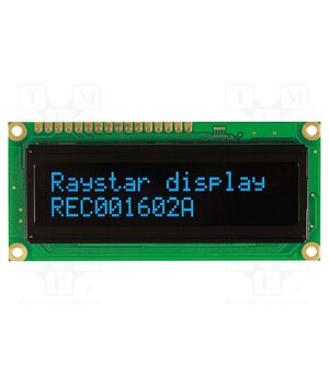 REC001602ABPP5N00100 Display: OLED; alphanumeric; 16x2; Dim: 80x36x10mm; blue; PIN: 16 3vmVXjsS2iMwuW_Aa6essjZcmyCbDjZ2NKIJkEoVbfs