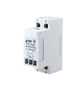 RELAY ~230V 3W,  25A/250V RG25  2 pair RELPOL RG25-230VAC RLRG25230.jpg