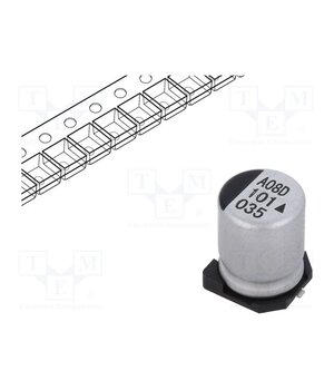 AEA0810101M035R Capacitor: electrolytic; SMD; 100uF; 35VDC; Ø8x10.5mm; 5000h; AEA vK6H2HKM4AQAusmivzEq2nDtDLDdwLLY9thh1ipVZ_I