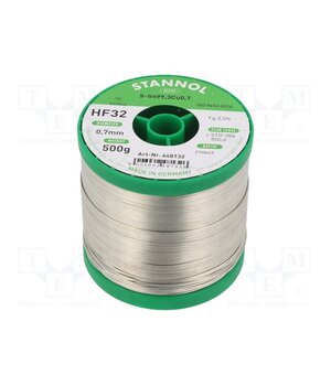 648132 Tin; lead free; Sn99,3Cu0,7; 0.7mm; 0.5kg; reel; 227°C; Flux: SW32 vWvJPJQ5xV5see4OBM30X7aUVPwRW3bwnmh9Nbl-I_A