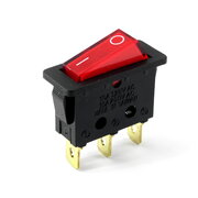 ROCKER SWITCH 15A/250VAC, single contact, with illuminated, red, ON-OFF